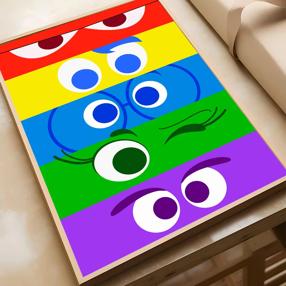 Movie I-insides Out 2 Poster Self-adhesive Art Waterproof Paper Sticker Coffee House Bar Room Wall Decor