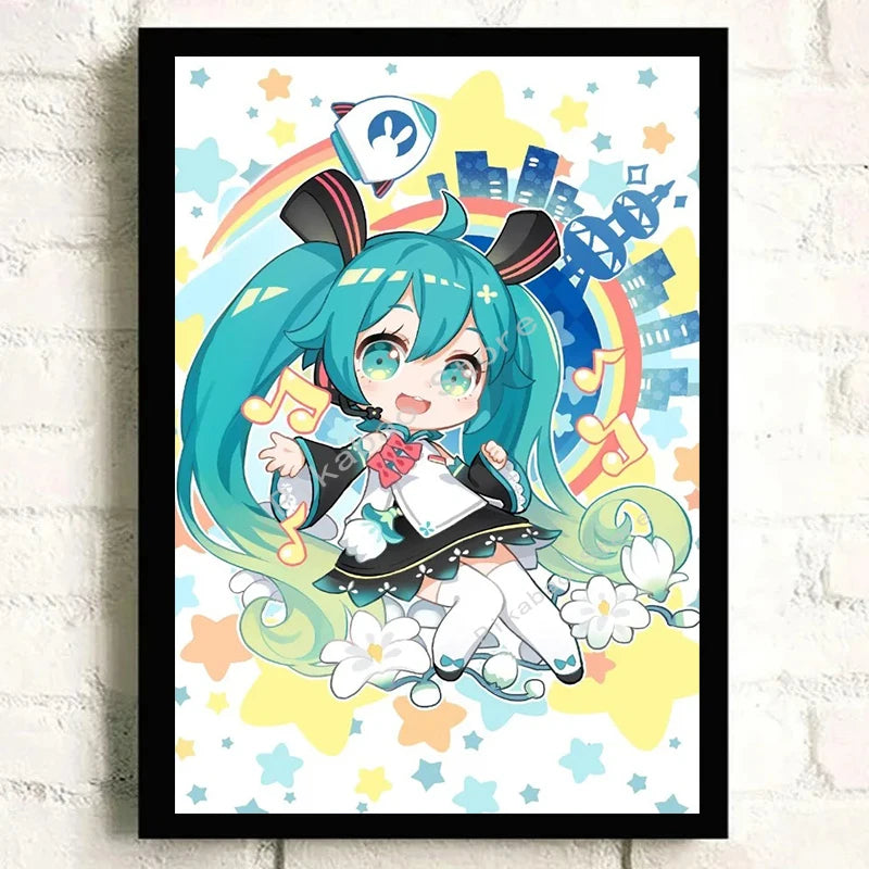 H-Hatsune Anime Miku-Poster Cartoon beautiful girl Anime Canvas Print Poster Poster Wall Art Decoration For Home Room Decoration