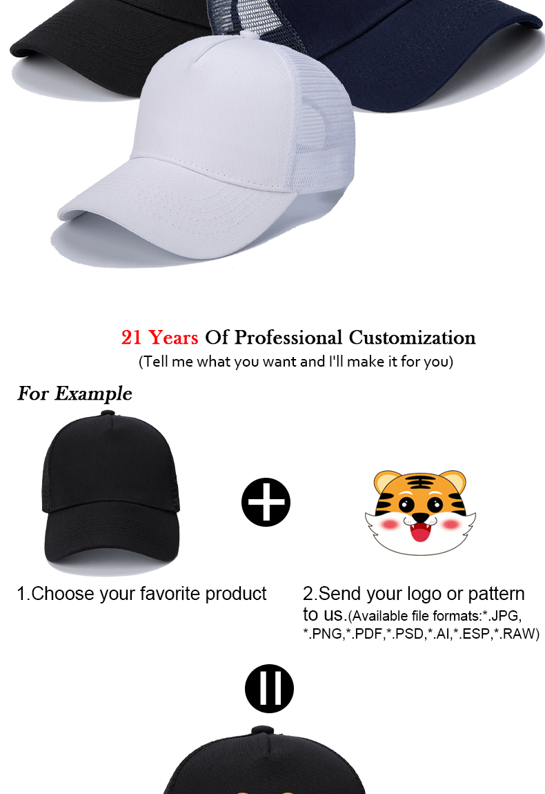 Wholesale Hat Men's Baseball Caps Unisex Casual Decorative Travel Hats Adult Tennis Caps Mesh Hats Custom Embroidery Print Logo