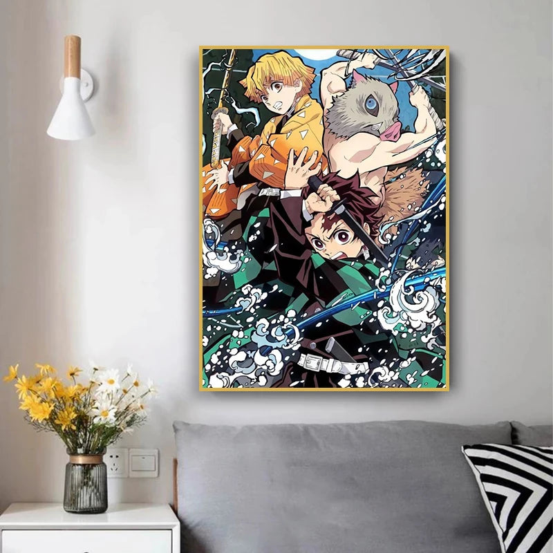 Anime Demon Slayer Classic Canvas Painting Anime Character Posters HD Wall Art Picture Modern Home Children's Room Decoration