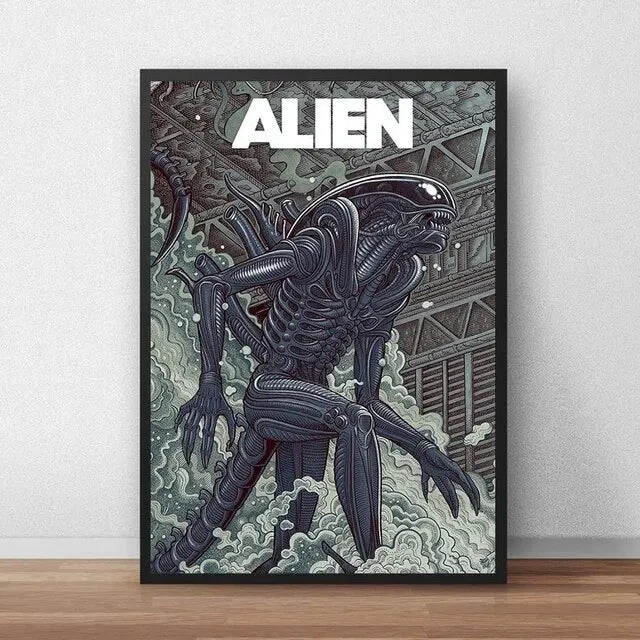 Classic Sci-Fi Alien Movie Poster, Retro Style Canvas Painting, Astronaut Space Print, Ideal Wall Art for Home Room Decoration
