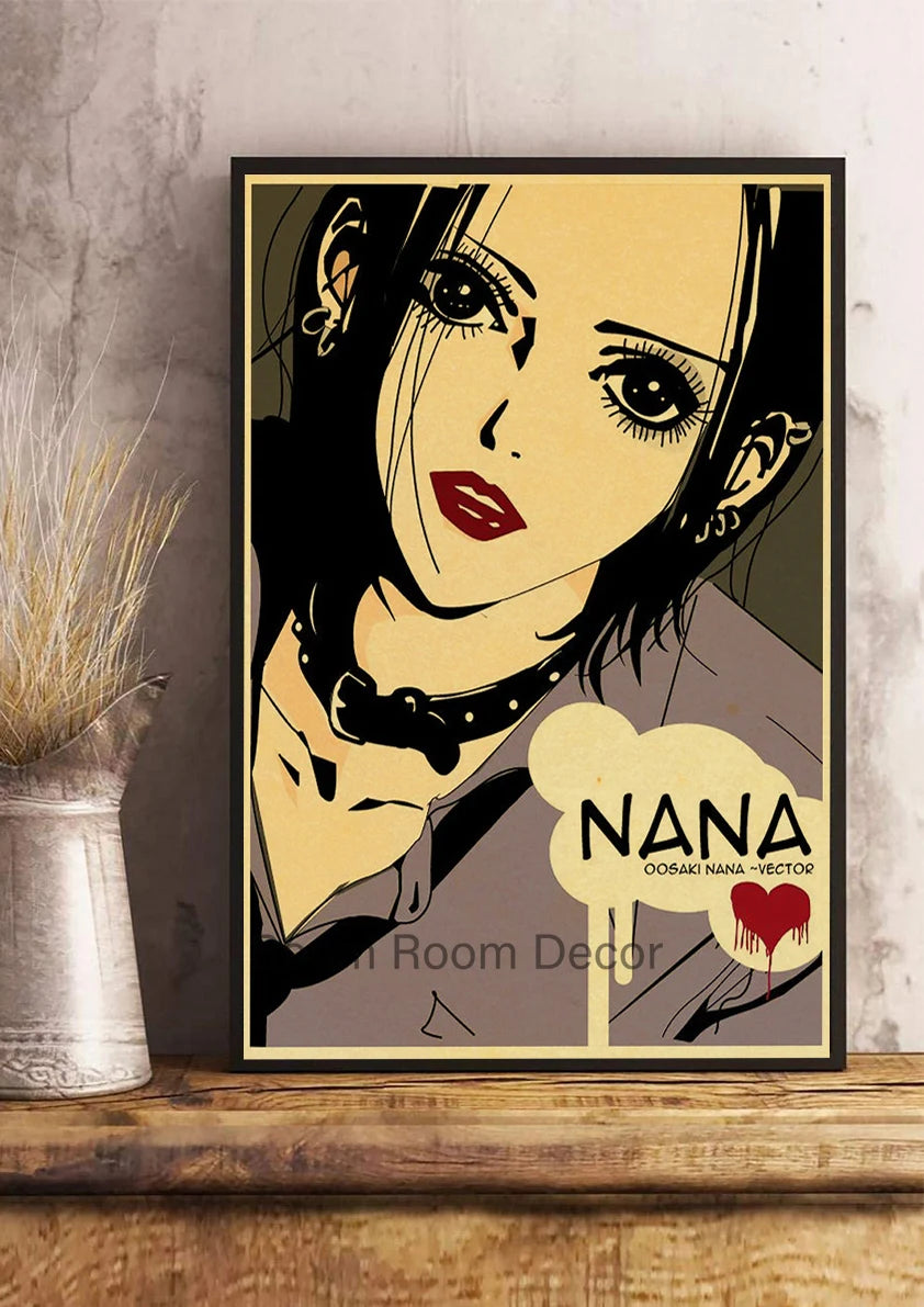 Hot Anime Posters NANA Retro Kraft Paper Sticker Poste 2021 Arrivals Bar Cafe Decor Nostalgia Gift Funny Prints Wall Paintings
