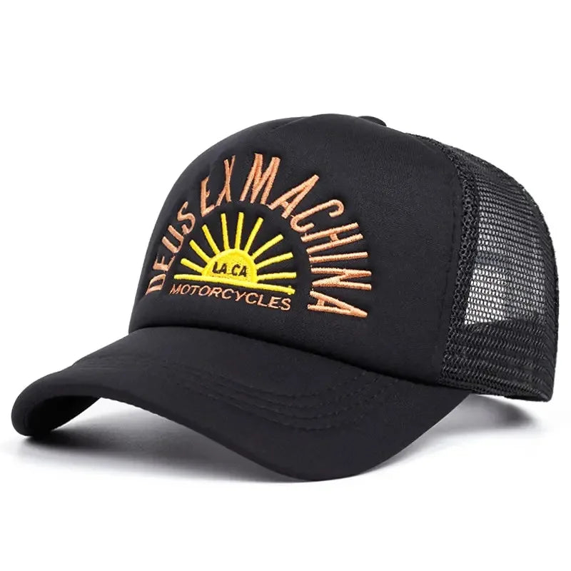 New Outdoor Unisex Embroidered Letters Baseball Hats Color Block Sunshade Mesh Breathable Trucker Caps Versatile Fashion Sun Hat