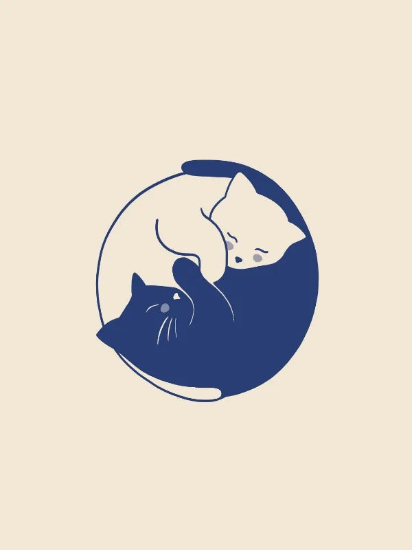 Funny Cat Dumpling Lazy Cat Illustration Abstract Line Poster Canvas Painting Nodic Wall Art Pictures Bathroom Home Decoration