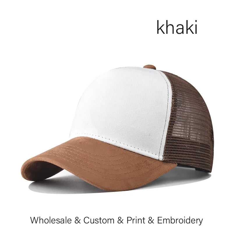 SLECKTON Custom Logo High-quality Suede Mesh Baseball Hat Letter Embroidery Brand Design Outdoor Sport Cap Wholesale Fashion