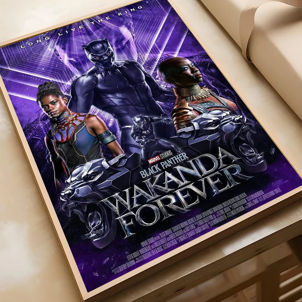 S-Superhero W-Wakanda Forever Poster Self-adhesive Art Waterproof Paper Sticker Coffee House Bar Room Wall Decor