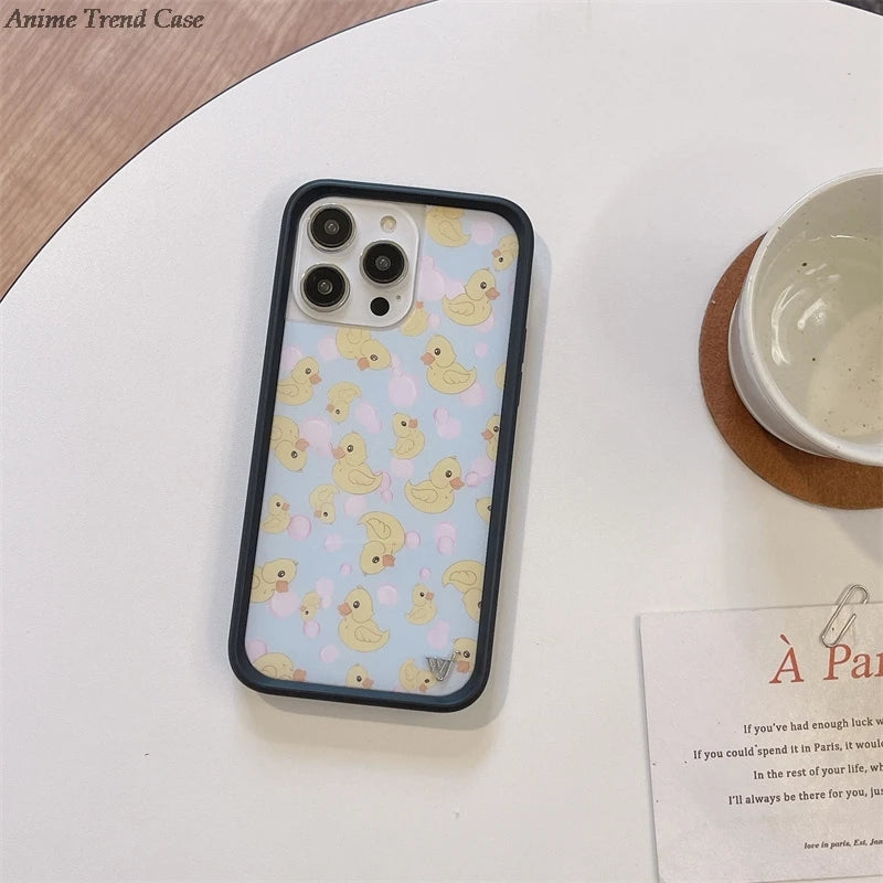 Wildflower 3D WF Metal Logo Phone Case for iPhone 16 15 14 13 12 Pro Max Plus 14pro 16pro Animal Butterfly Horse Fox Cover Funda