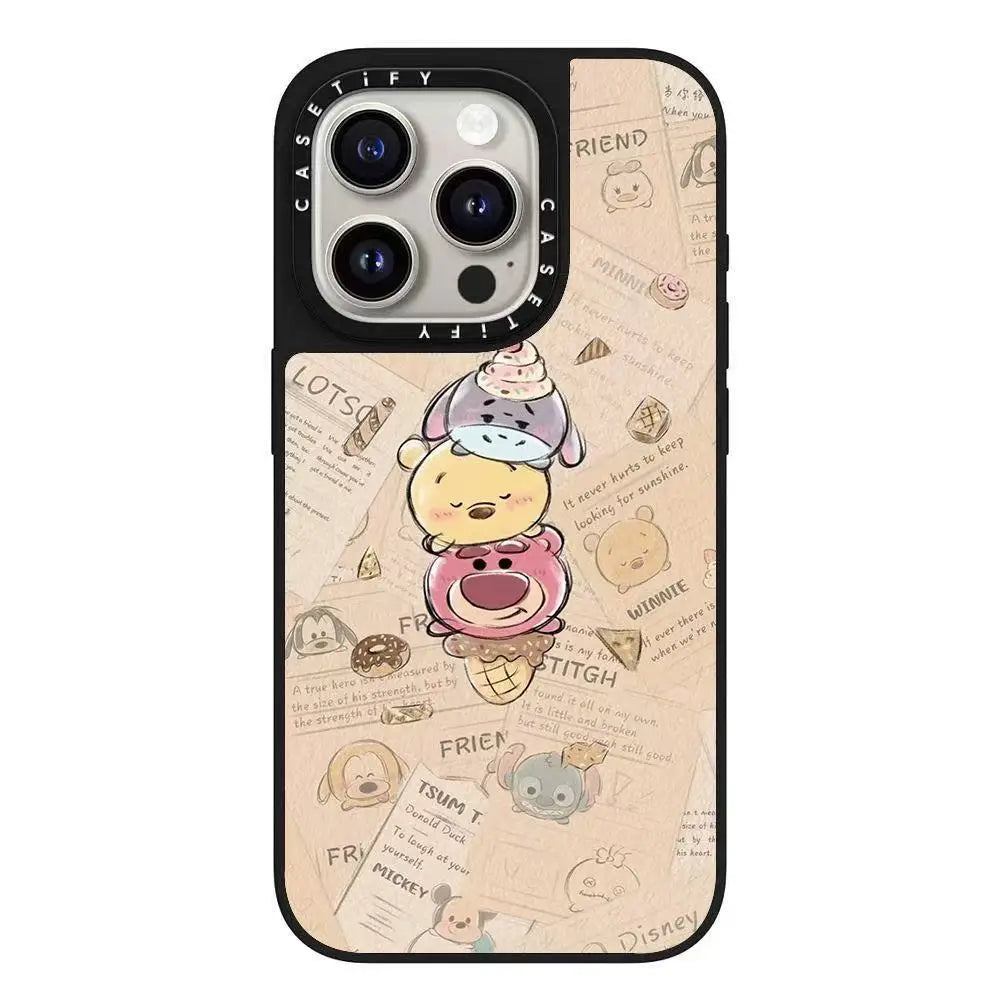 Cute Cartoon Pet Ice Cream Party Phone Case Collaborative Series for iPhone 16 pro Max Adorable Animal Design Mobile Cover