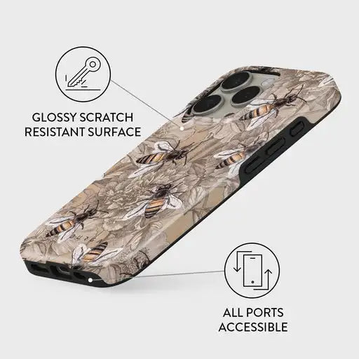 Honey Bee BURGA Phone Case for iPhone 16 15 14 13 12 11 X XS XR XSMAX 7 8 Pro Max Plus Luxury Double-layer Back Cover