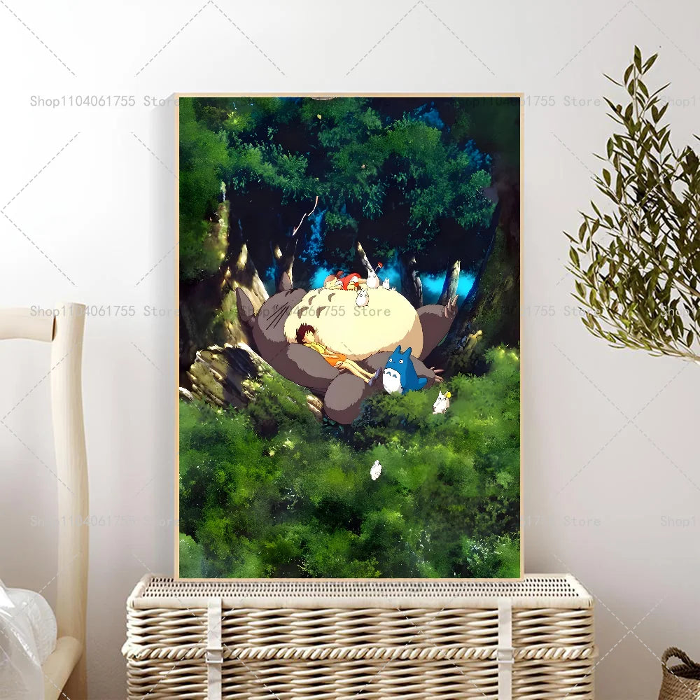 1PC Anime M-My N-Neighbor T-Totor Poster Self-adhesive Art Waterproof Paper Sticker Coffee House Bar Room Wall Decor