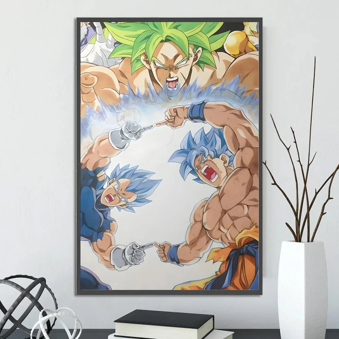 Dragon Ball Self-adhesive Poster Saiyan Goku Anime Wallpapr Figures Home Decoration Painting Pictures Wall Art Birthday Gift