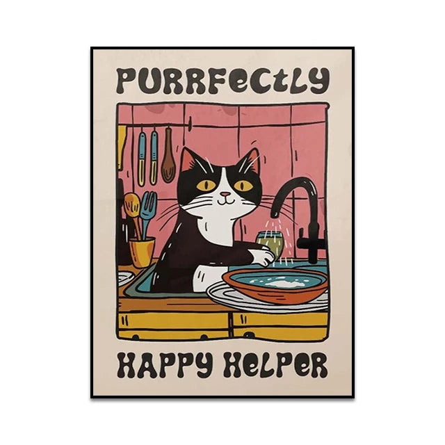 Are You Pooping Canvas Wall Art Print Poster Funny Bathroom Cat Toilet Decor Painting Home Decor Gift Unframed
