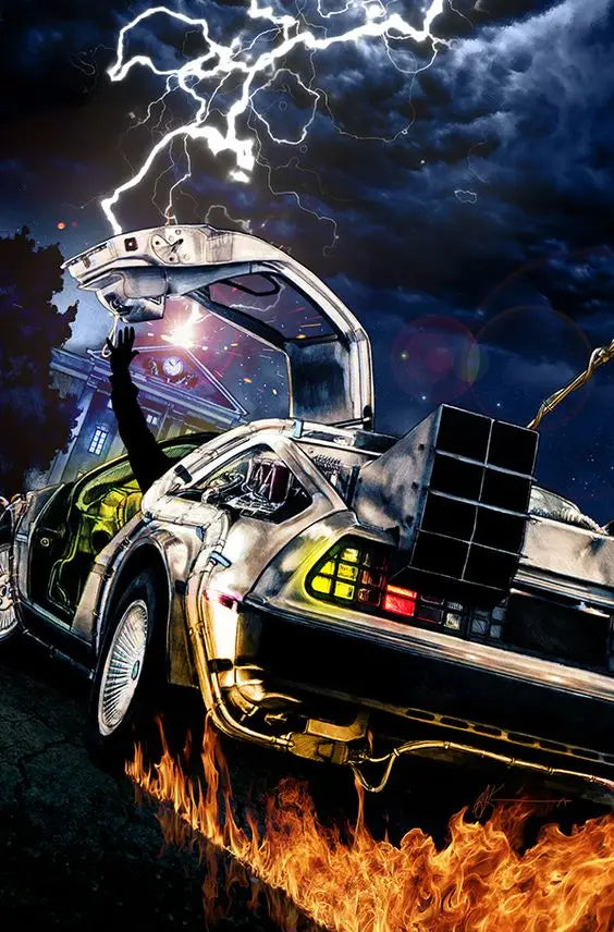 Back To The Future Car Canvas Art Print Retro Movie Wall Decor for Living Room Home Decor Poster