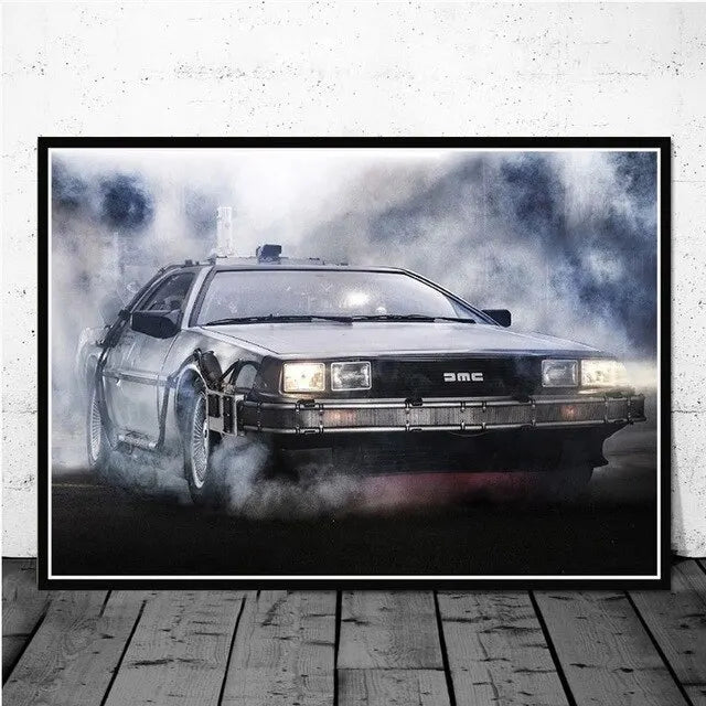 Back To The Future Car Canvas Art Print Retro Movie Wall Decor for Living Room Home Decor Poster