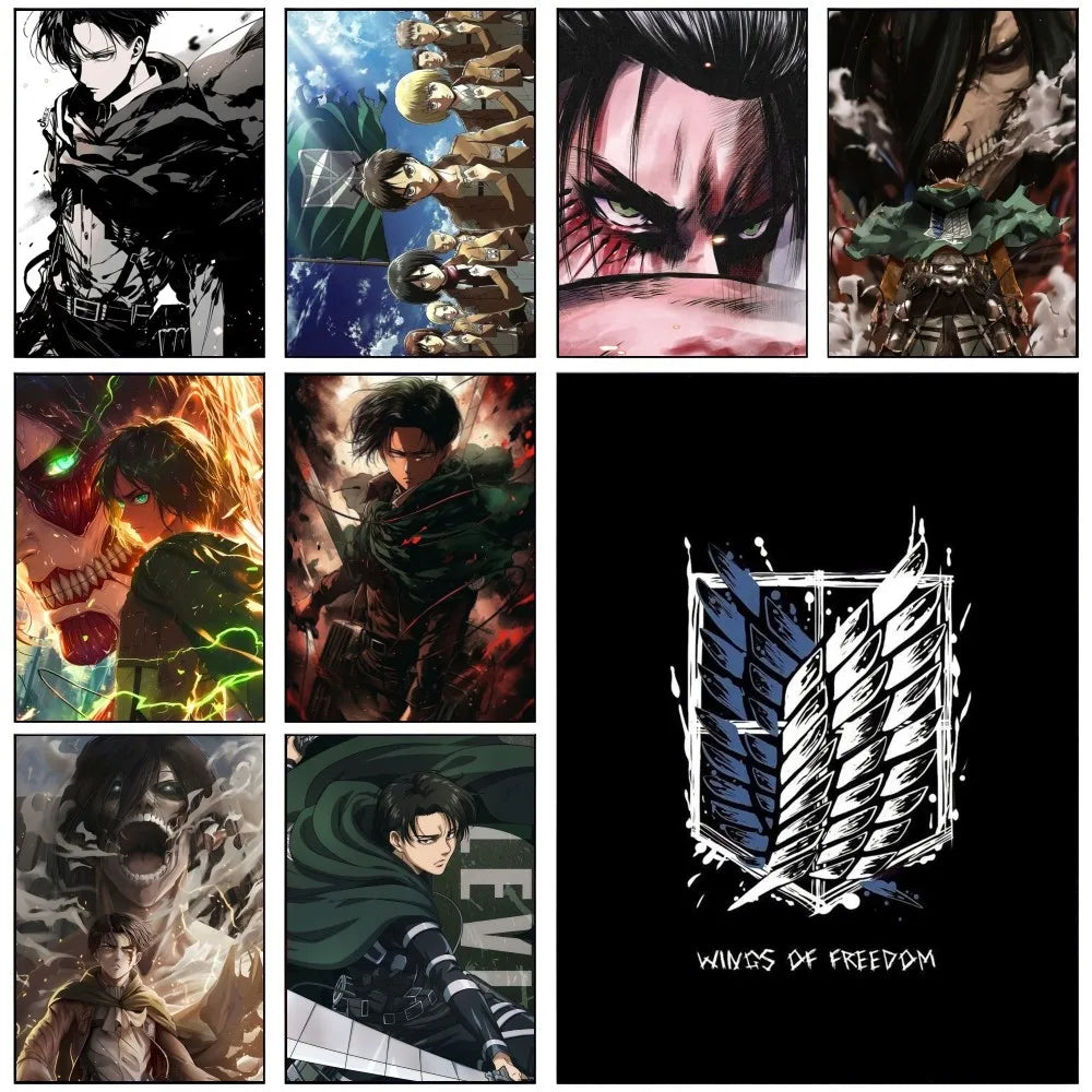 1PC Attack On Titan Poster Self-adhesive Art Waterproof Paper Sticker Coffee House Bar Room Wall Decor
