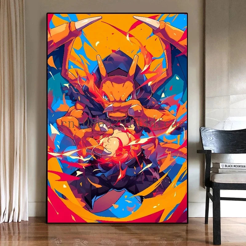Anime Pokemon Canvas Painting Bulbasaur Charmander Squirtle Poster and Print Watercolor Wall Art Picture Home Decor Kids Gifts