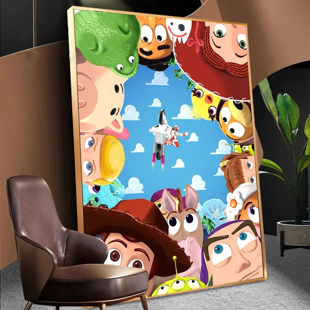 T-Toy S-Story Anime Posters Sticky Waterproof Paper Sticker Coffee House Bar Kawaii Room Decor