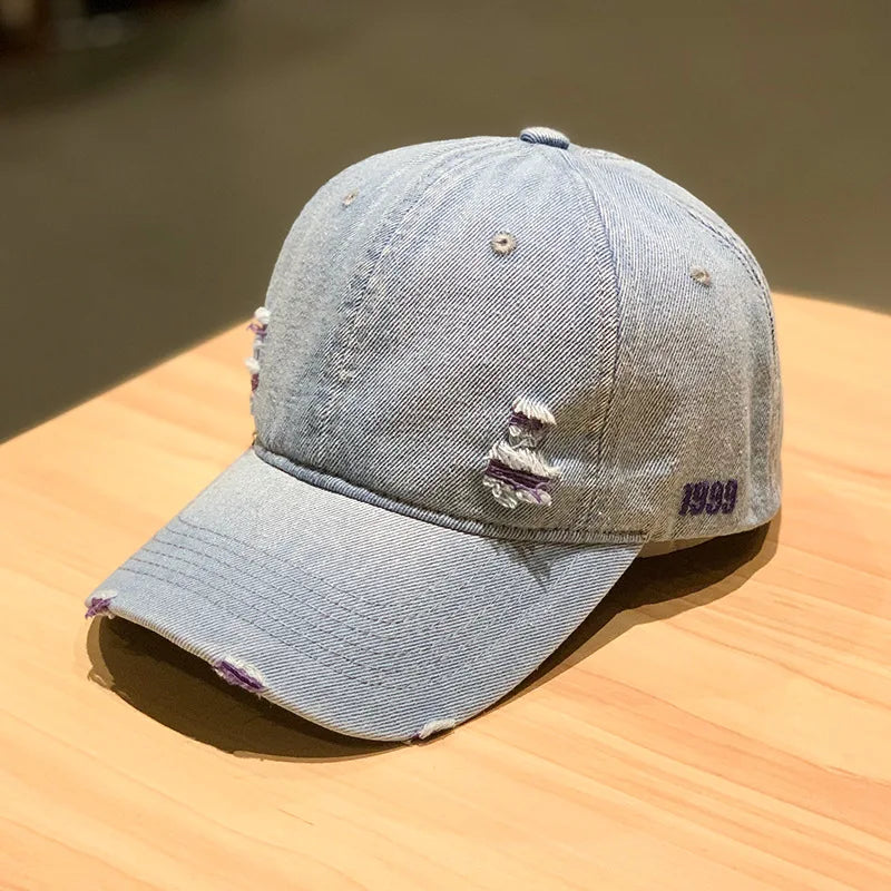New Fashion Adult Washed Denim Baseball Caps Men Women Casual Solid Snapback Sport Cap Ripped Distressed Hip Hop Fishing Hats