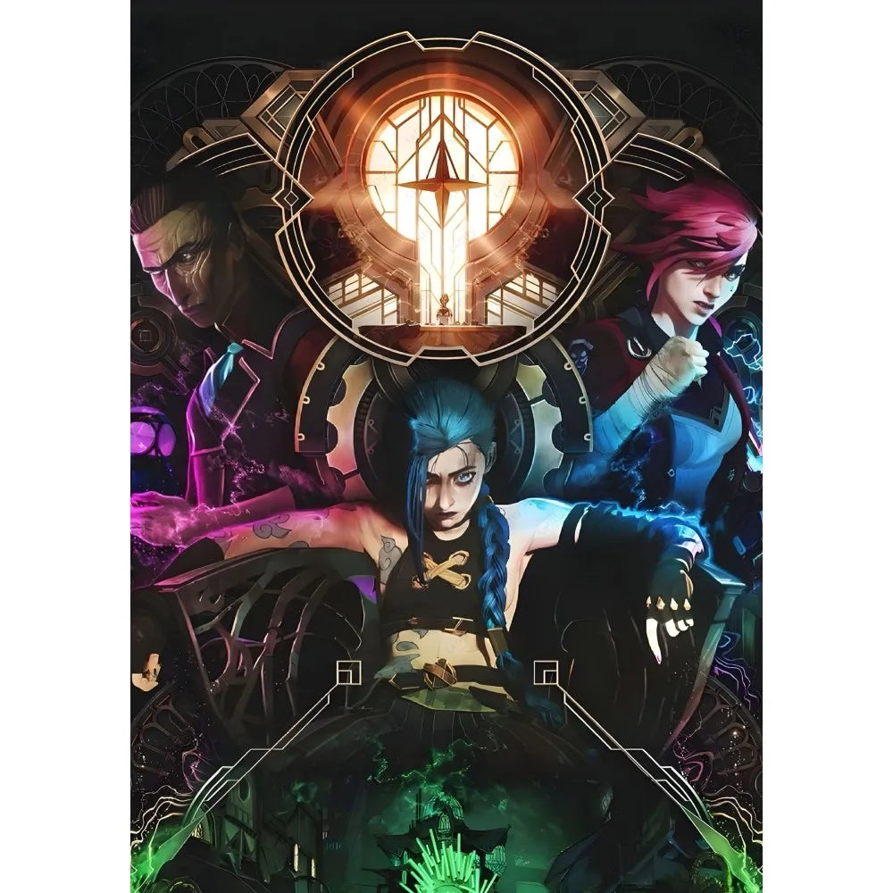 Cartoon Anime Game Arcane J-Jinx Main Art Poster Sticky Wall Art Printing Waterproof Home Living Bed Room Bar Aesthetic Decor