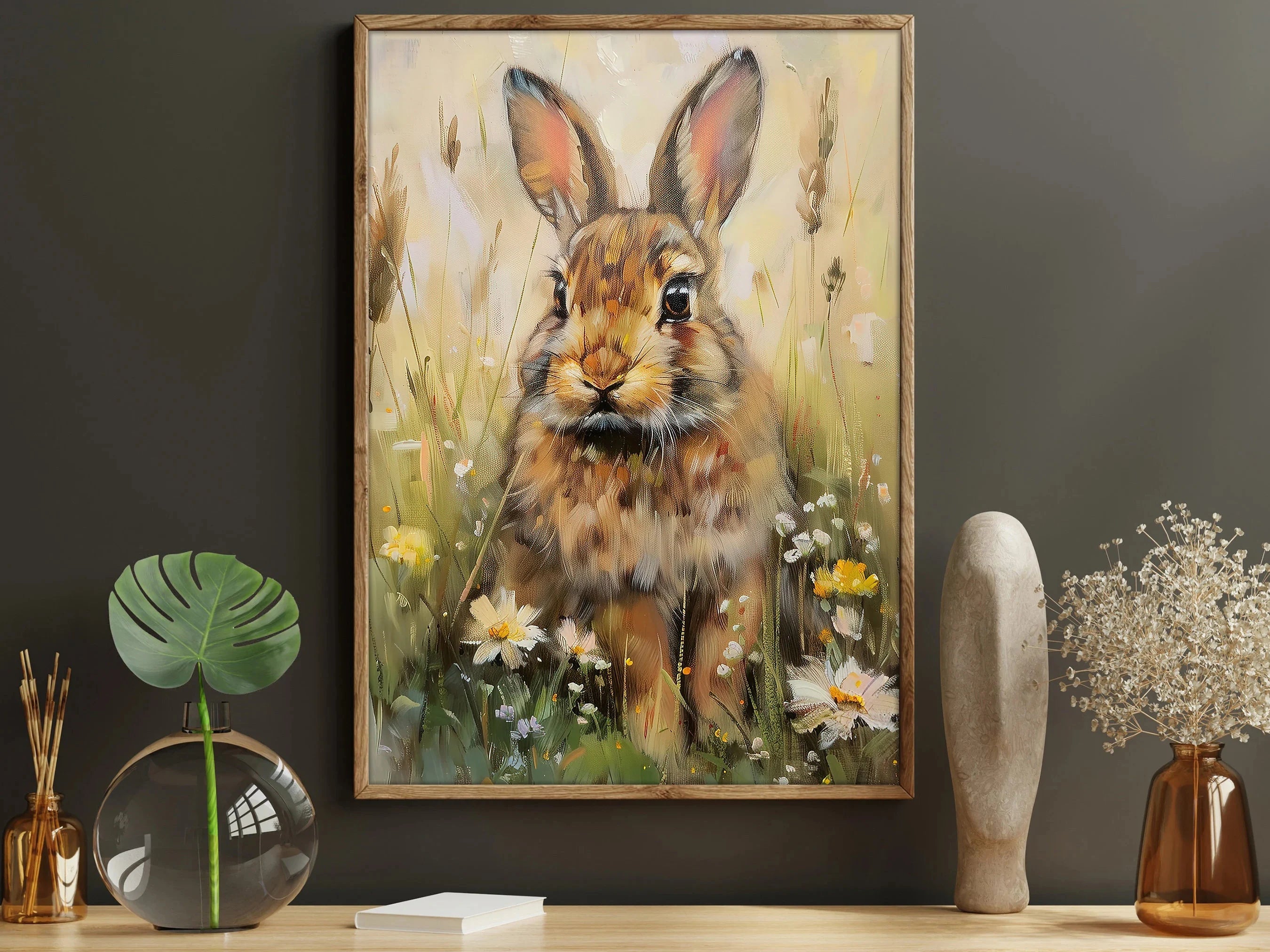Pop Lovely Wildlife Wall Art Canvas Print Leopard Tiger Sleep On Bed Painting Deer Rabbit In Flowers Poster Home Decoration
