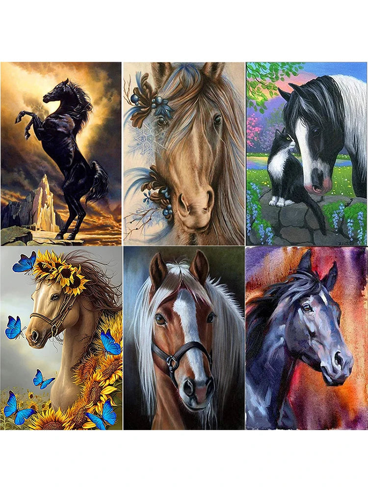 Diamond Embroidery Mosaic Horse Flower Home Decoration 5D Diy Diamond Painting Kits Animal Cross Stitch Crystal Picture Gift