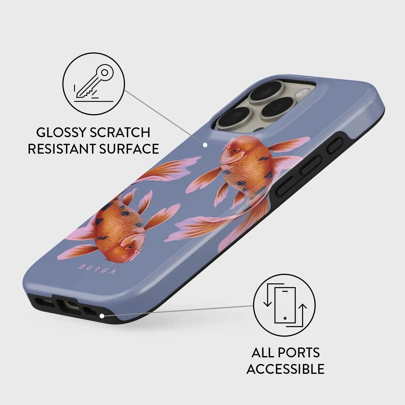 Carp BURGA Phone Case for iPhone 16 15 14 13 12 11 X XS XR XSMAX 7 8 Pro Max Plus Luxury Double-layer Back Cover