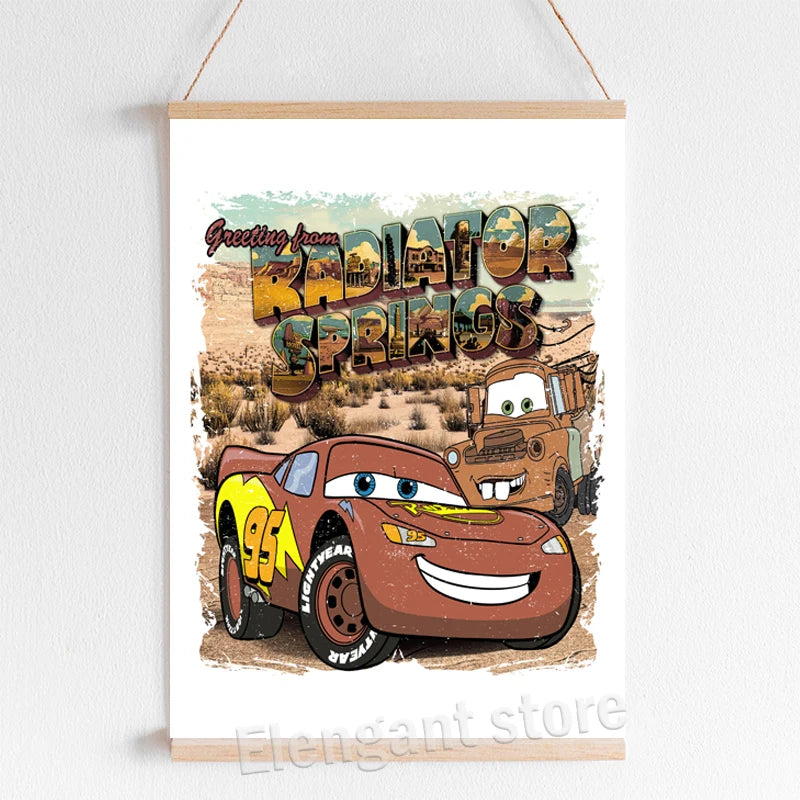 Cartoon Car Movie Art Prints Cars Animation Canvas Painting Lightning McQueen Poster For Boys Room Wall Pictures Decor