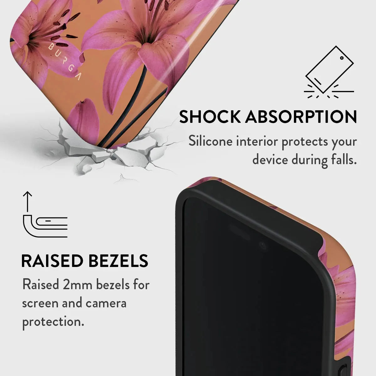 Pollen BURGA Phone Case for iPhone 16 15 14 13 12 11 X XS XR XSMAX 7 8 Pro Max Plus Luxury Double-layer Back Cover