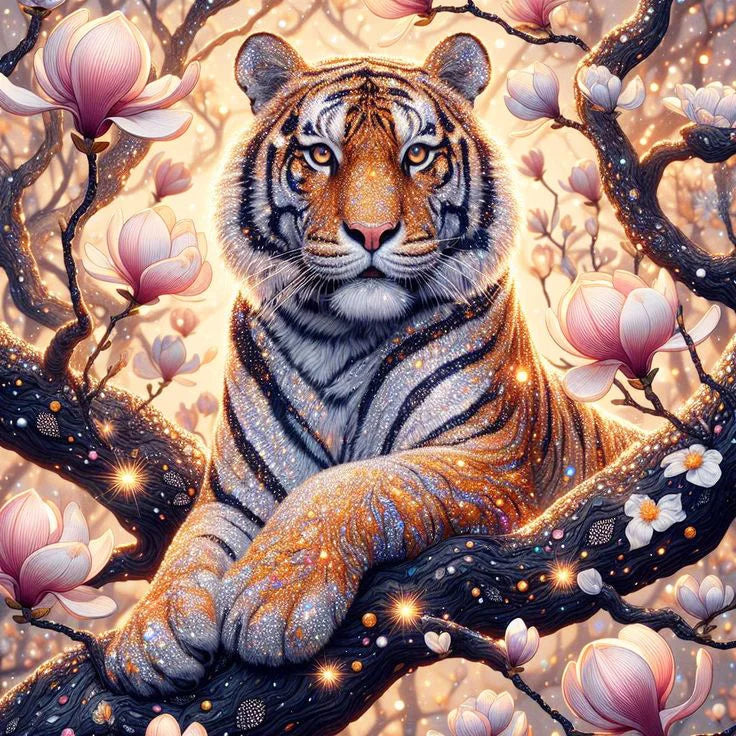 HUACAN DIY Diamond Mosaic Tiger Full Square Round Diamond Painting Animal New 2024 Picture Of Rhinestones
