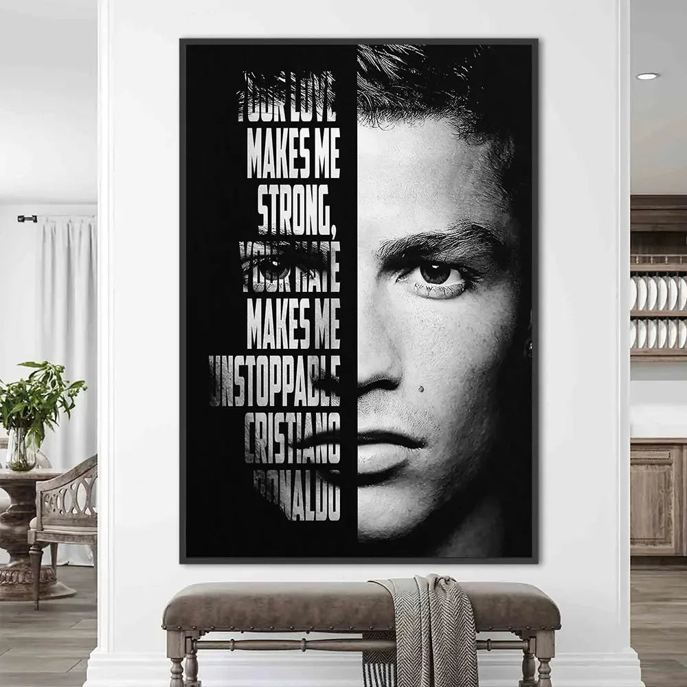 Portugal Super Football Star C-CR7 Poster Prints Motivational Quotes Canvas Painting Soccer Fans Room Decor No Frame