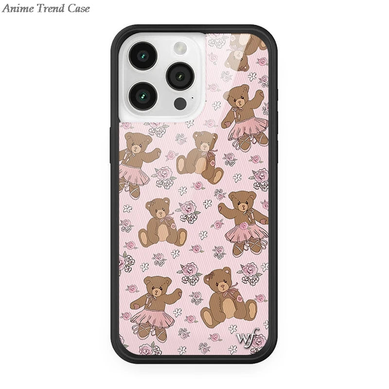 Wildflower 3D WF Metal Logo Phone Case for iPhone 16 15 14 13 12 Pro Max Plus 14pro 16pro Animal Butterfly Horse Fox Cover Funda