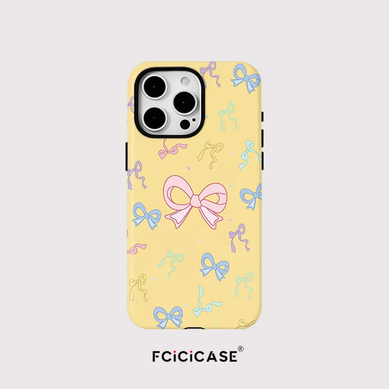 Colorful Bows Case For iPhone 16 Pro Max 15 14 13 Mini 12 11 Pro Plus Acrylic TPU Two in one Magnetic Phone Cases