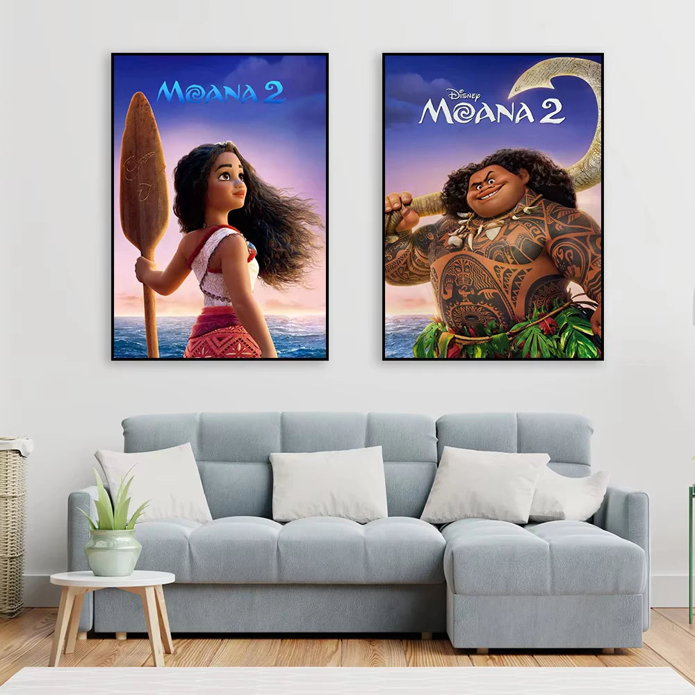 Moana 2 Poster Disney New Movie Posters Motivational Cartoon Prints Moana 2 Art Canvas Painting Kids Living Room Home Decor