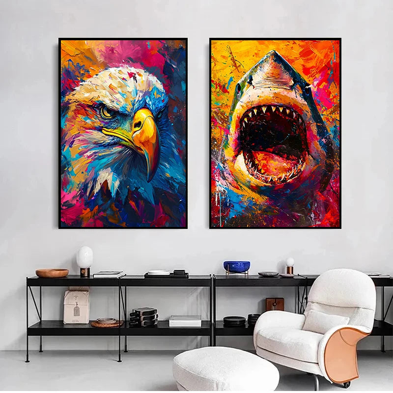 Abstract Animals Lion Tiger Wolf Graffiti Art Canvas Painting Colorful Animal Wall Art Poster Prints Pictures Living Room Decor