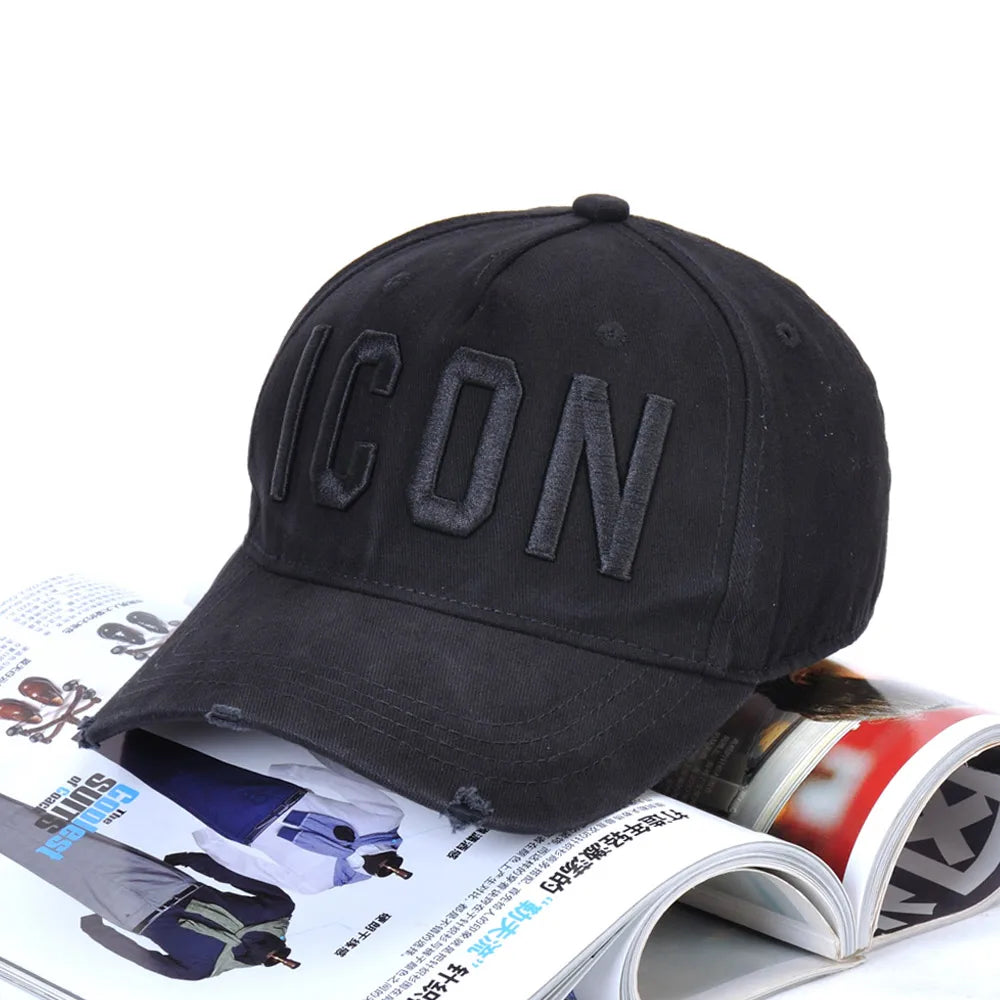 DSQICOND2 Brand 100% Cotton Baseball Caps ICON Letters High Quality Cap Men Women Customer Design Hat Black Cap Dad Hats