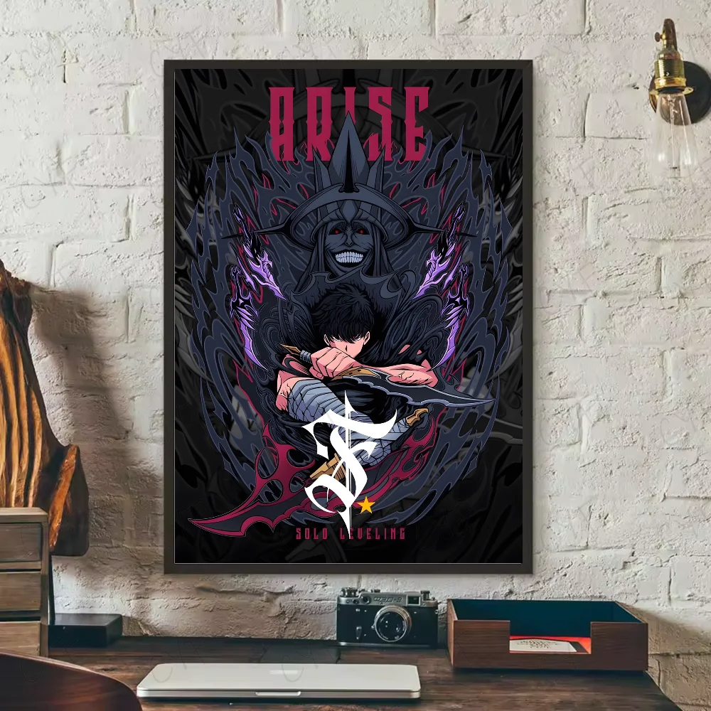 S-Solo Leveling Anime Poster HD art sticky wall waterproof home living room bedroom bar aesthetic decoration