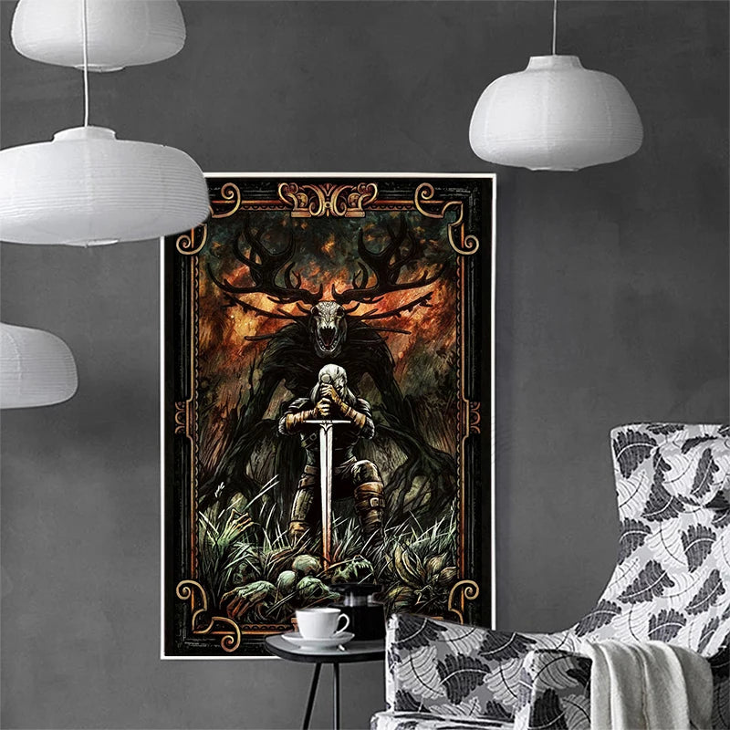 Witch Wolf Swallow G-Gwent Characters Movie Poster Canvas Painting Posters and Prints Wall Pictures For Living Room Home Decor