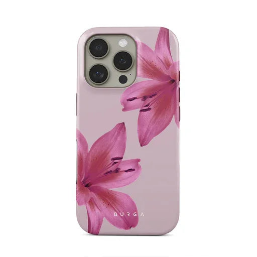 Pink Big Flower BURGA Phone Case for iPhone 16 15 14 13 12 11 X XS XR XSMAX 7 8 Pro Max Plus Luxury Double-layer Back Cover