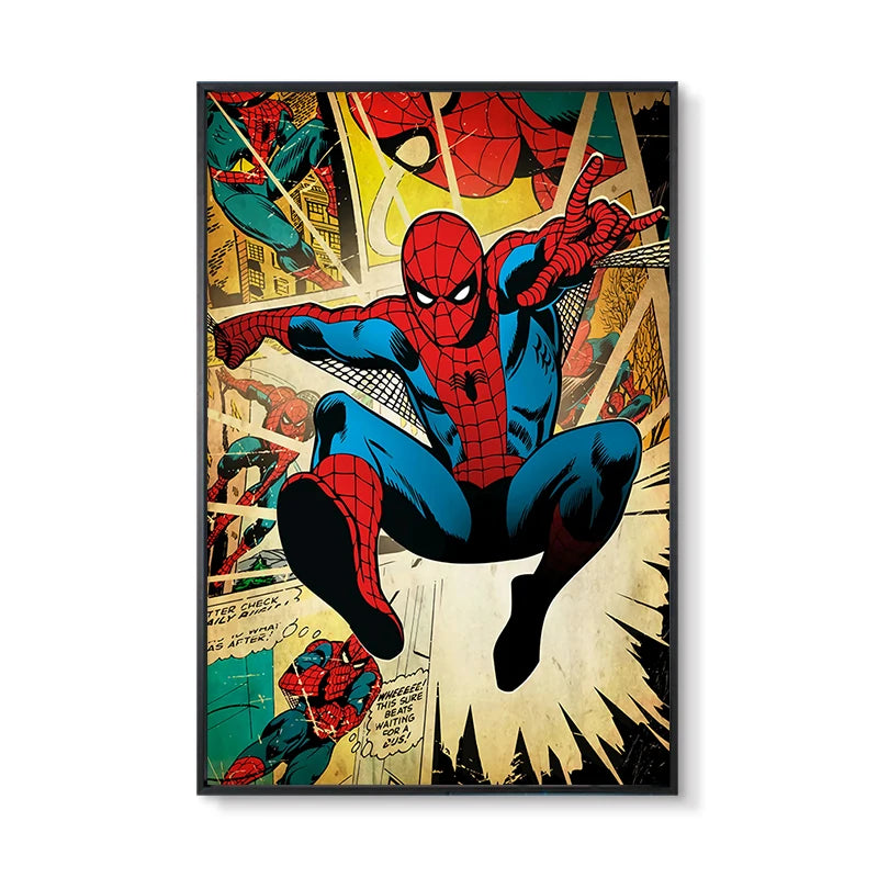 Marvel Super Hero Decorative Painting Anime Spider Man Art Poster Retro American Film Mural Home Childrens Room Wall Decor Print