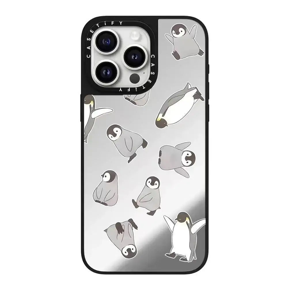 Caset Adorable Cartoon Penguin Design Phone Case for Apple 16 pro Quirky Cute Protective Cover Compatible with 16 pro Model