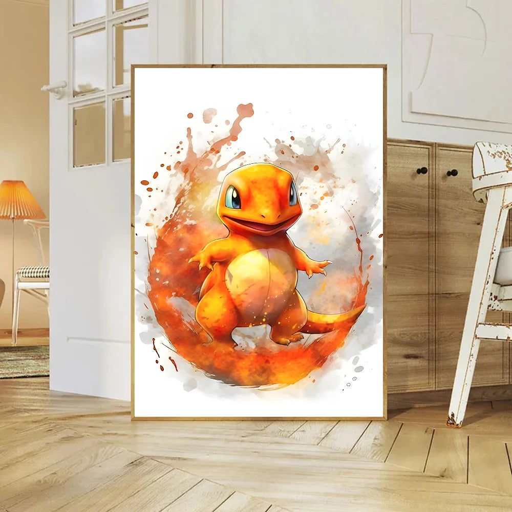 Miniso Anime P-Pokemon Poster Self-adhesive Art Waterproof Paper Sticker Coffee House Bar Room Wall Decor