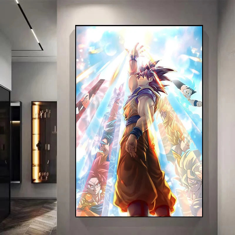 Dragon Ball Decorative Painting Sun Wukong Super Saiyan Japanese Anime Hanging Picture Living Room Bedside Mural