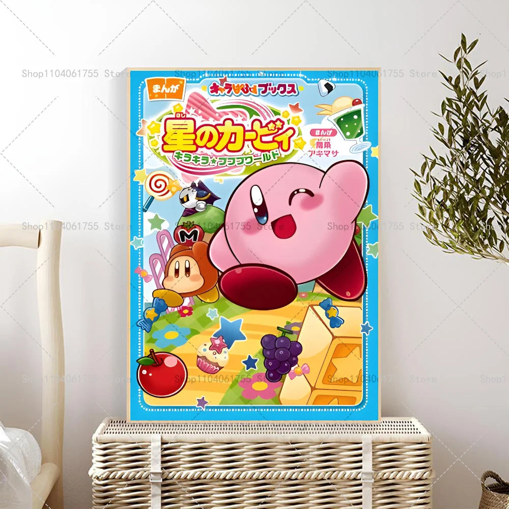 1PC Cartoon Cute K-Kirby Poster Self-adhesive Art Waterproof Paper Sticker Coffee House Bar Room Wall Decor