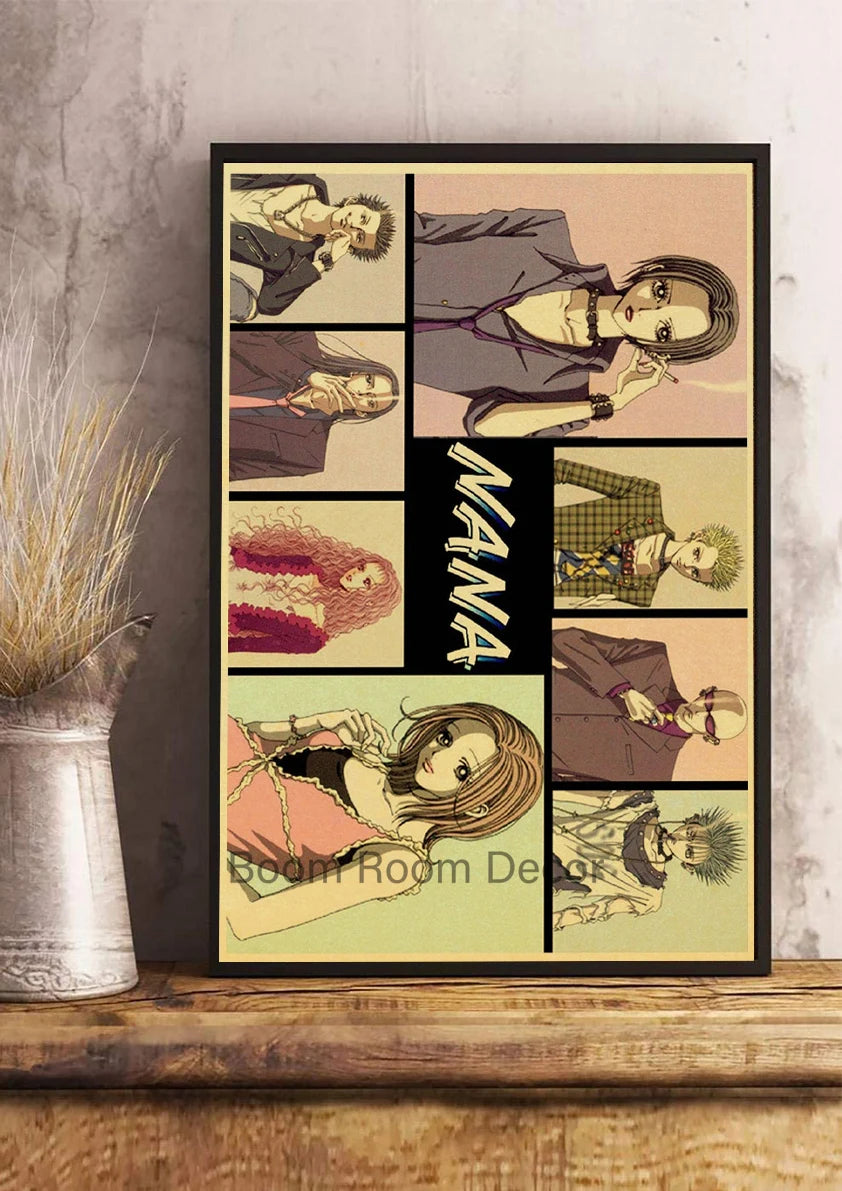 Hot Anime Posters NANA Retro Kraft Paper Sticker Poste 2021 Arrivals Bar Cafe Decor Nostalgia Gift Funny Prints Wall Paintings