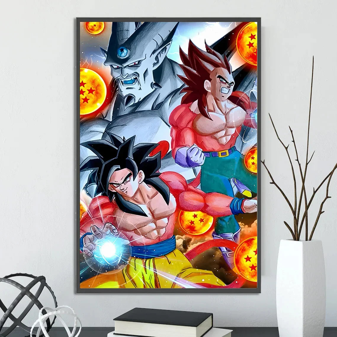 Dragon Ball Self-adhesive Poster Saiyan Goku Anime Wallpapr Figures Home Decoration Painting Pictures Wall Art Birthday Gift