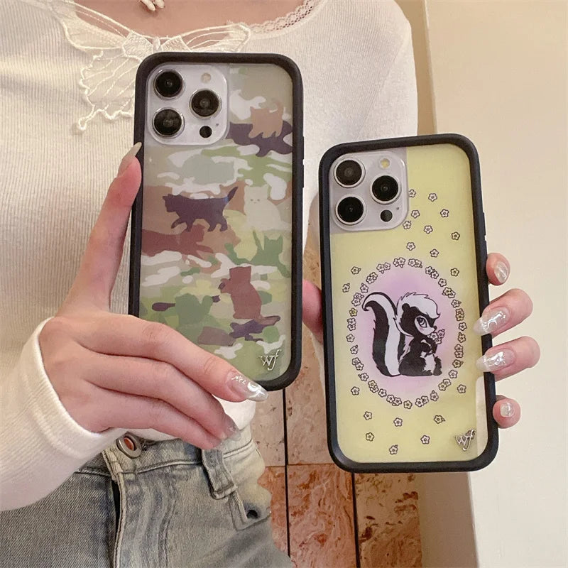 Wildflower 3D Kittens Camo Fox Phone Case for iPhone 16 15 14 13 12 Pro Max Plus 16pro Little Stinker WF Meow Cute Cover Funda