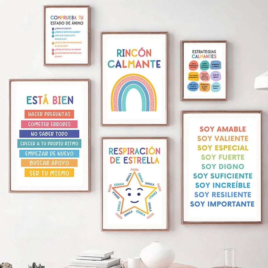 Modern Spanish Calm Corner Canvas Prints Aesthetic Inspirational Education Classroom Wall Art Poster for Home & School Decor