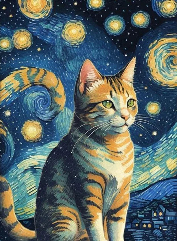 DIY Full Diamond Painting Cat under the stars Mosaic Adult Dot diamond cross stitch set living room bedroom decorative painting