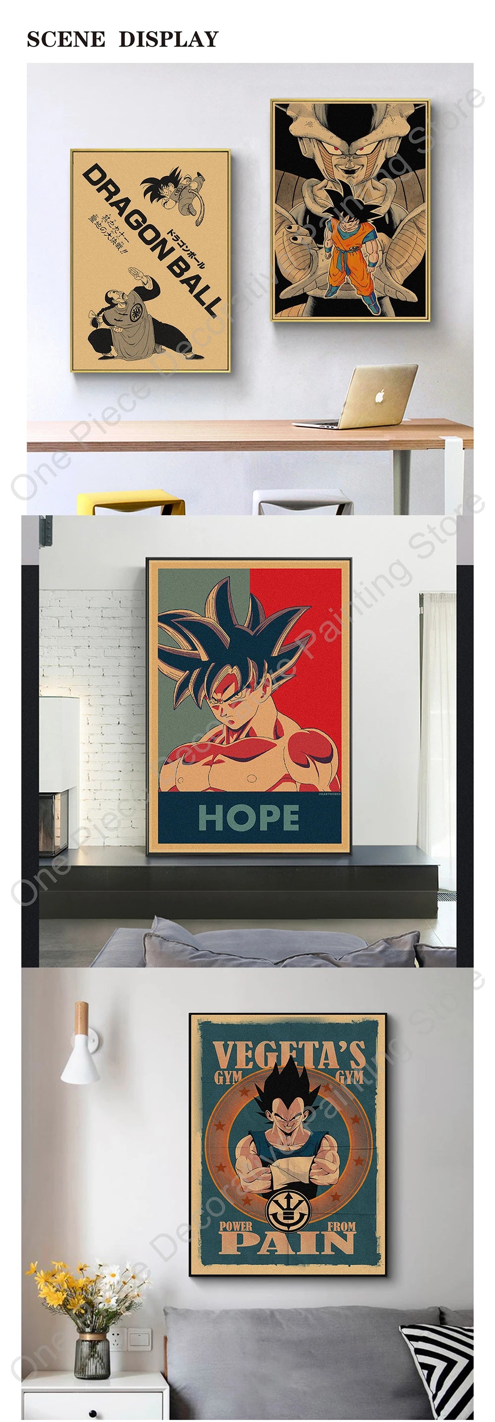 Bandai Classic Anime Retro Dragon Ball HD Poster Goku Gohan Vegeta Piccolo Friza Canvas Painting Print Wall Art Children Gift
