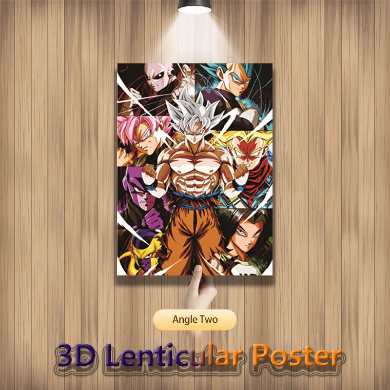 Dragon Ball Anime Lenticular Poster Goku Painting Wall Art 3D Flip Gradient Poster Home Decor(Without Frame)